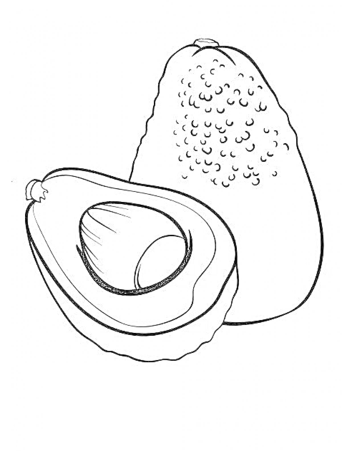 На раскраске изображено: Авокадо, Антистресс, Здоровое питание