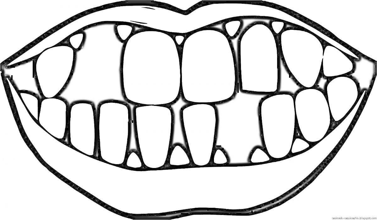 Раскраска Рот с зубами для детей