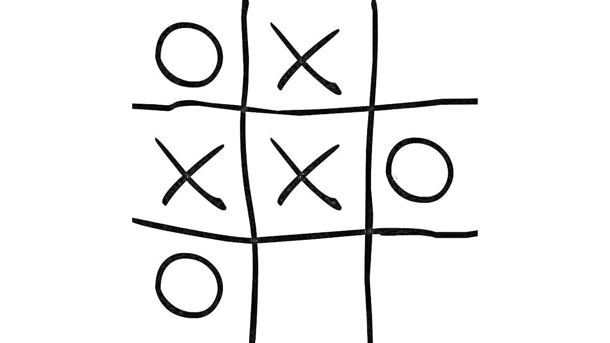 Раскраска Крестики-нолики на сетке 3x3, комбинации X и O