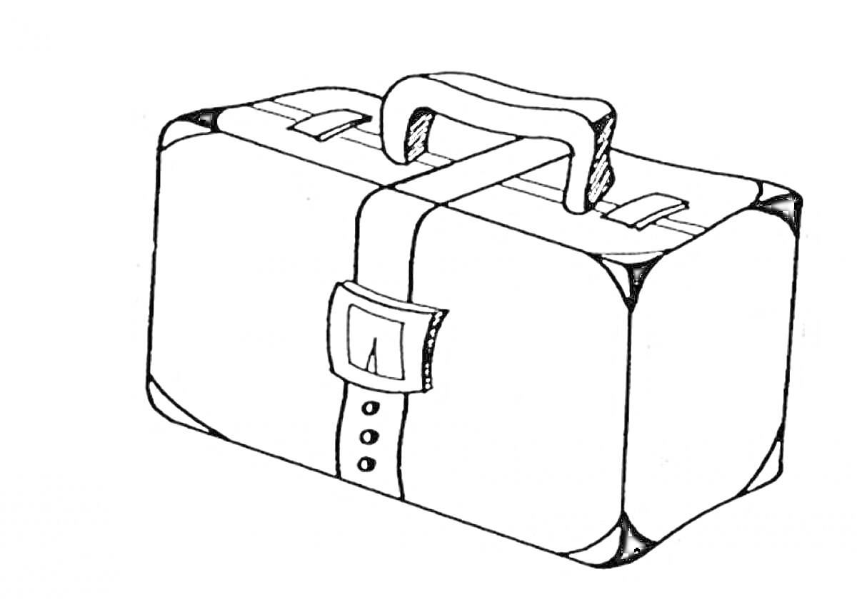 Раскраска Чемодан с ремешком и ручкой