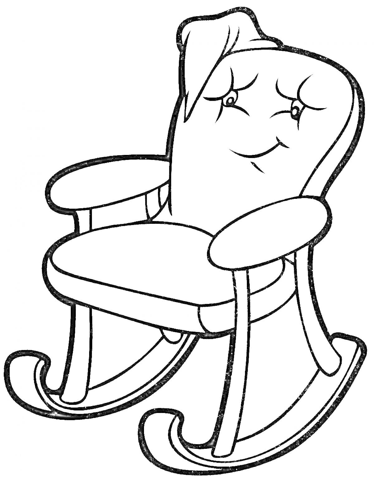 Раскраска Кресло-качалка с лицом и платком на спинке