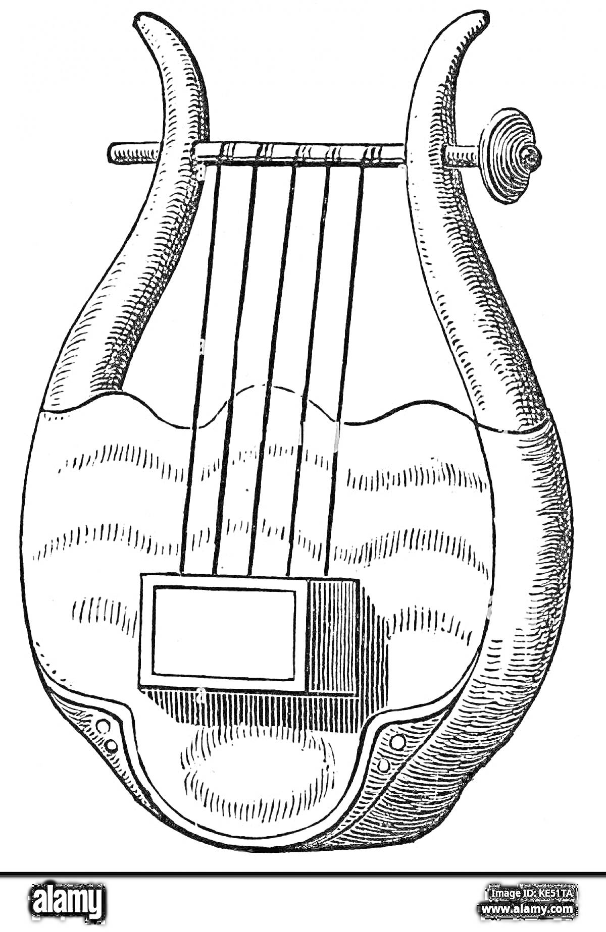 Раскраска Лира с шестью струнами и декоративными элементами