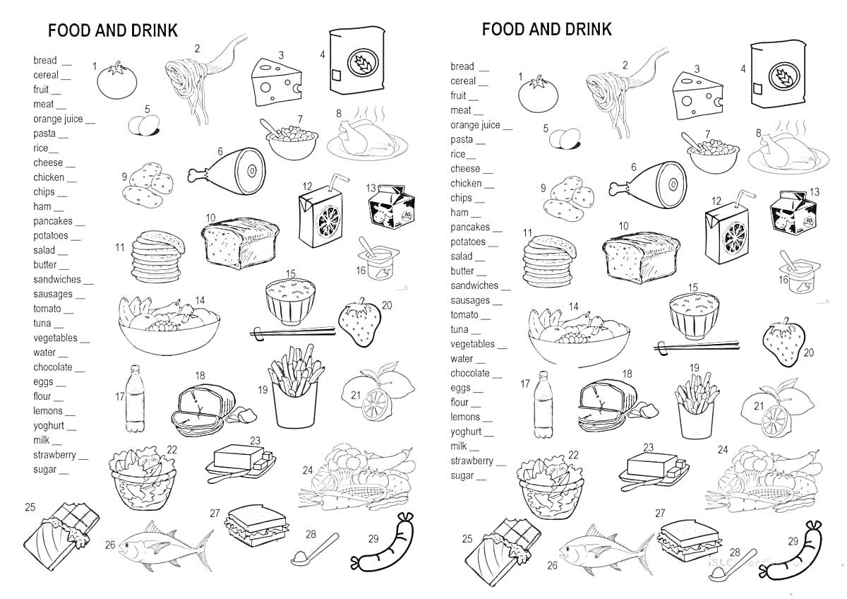 Раскраска Food and Drink (еда и напитки)