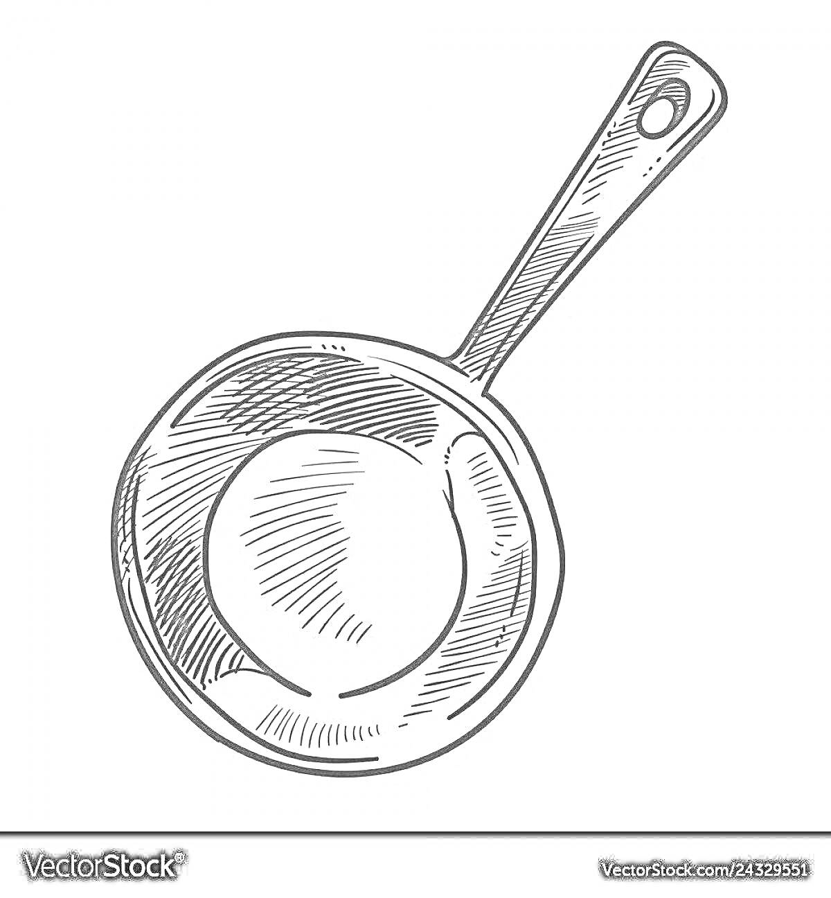 Раскраска Рисунок половника с круглой чашей и ручкой с отверстием