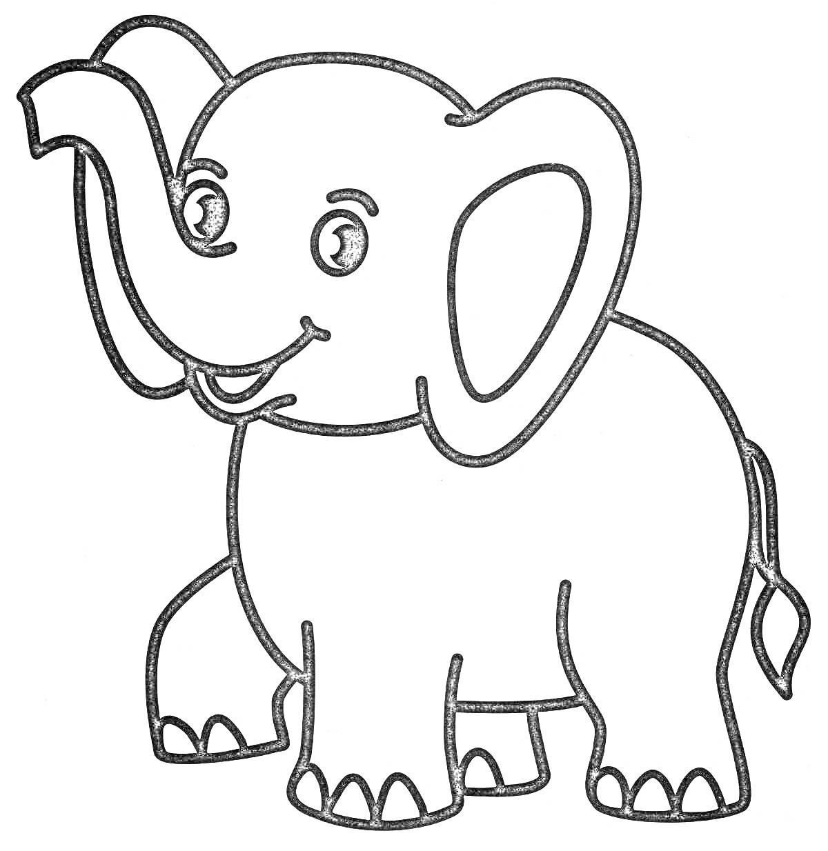 Раскраска Раскраска: улыбающийся слоненок