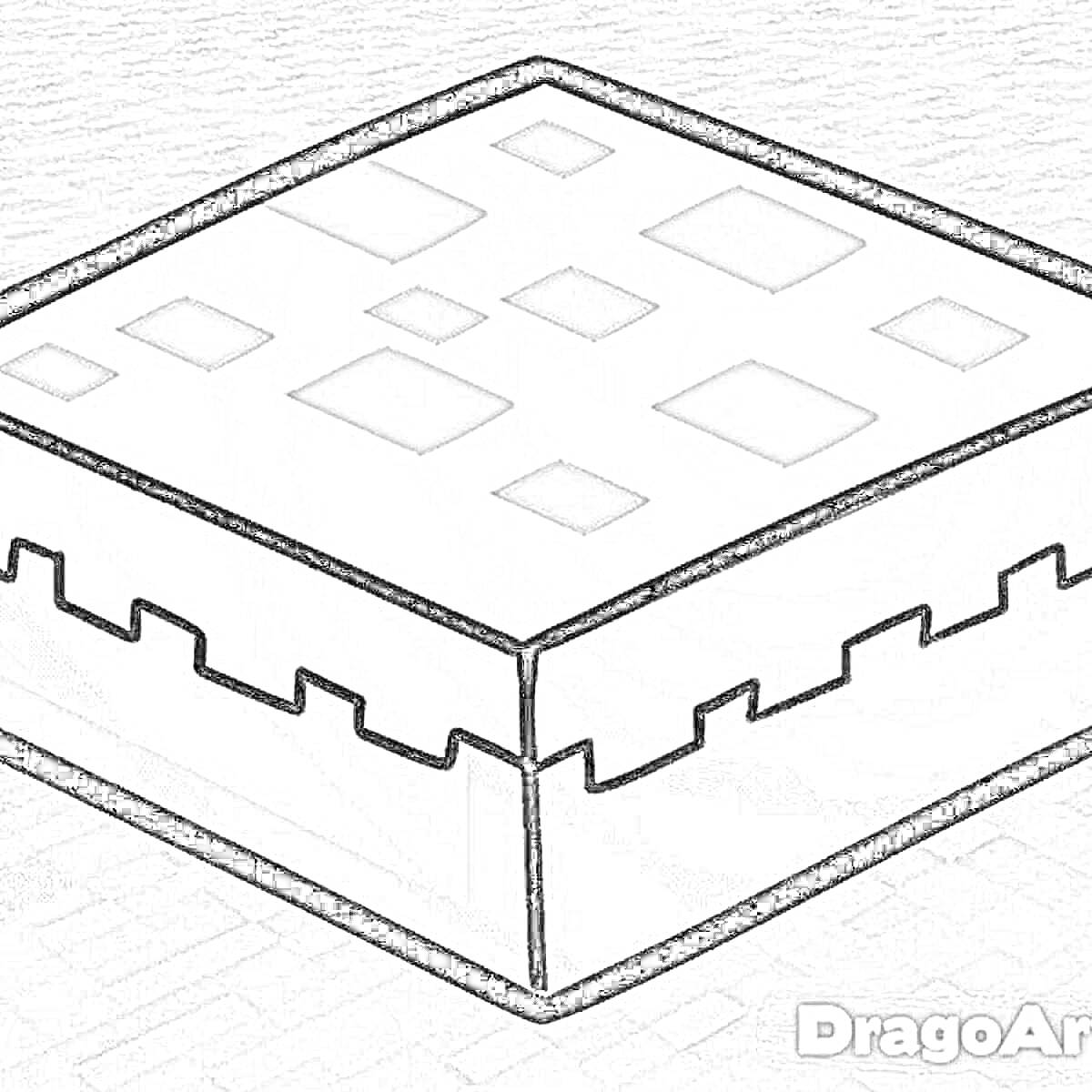 На раскраске изображено: Торт, Майнкрафт, Кубический стиль, Пиксельное искусство, Игра, Каракуля