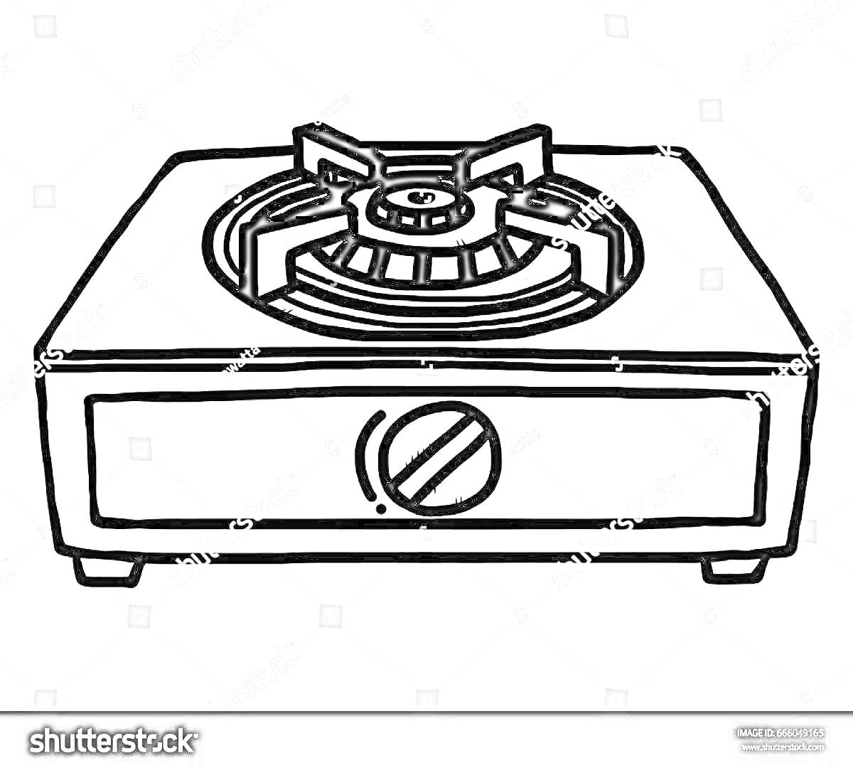 Раскраска Газовая плита с одной конфоркой и ручкой регулировки