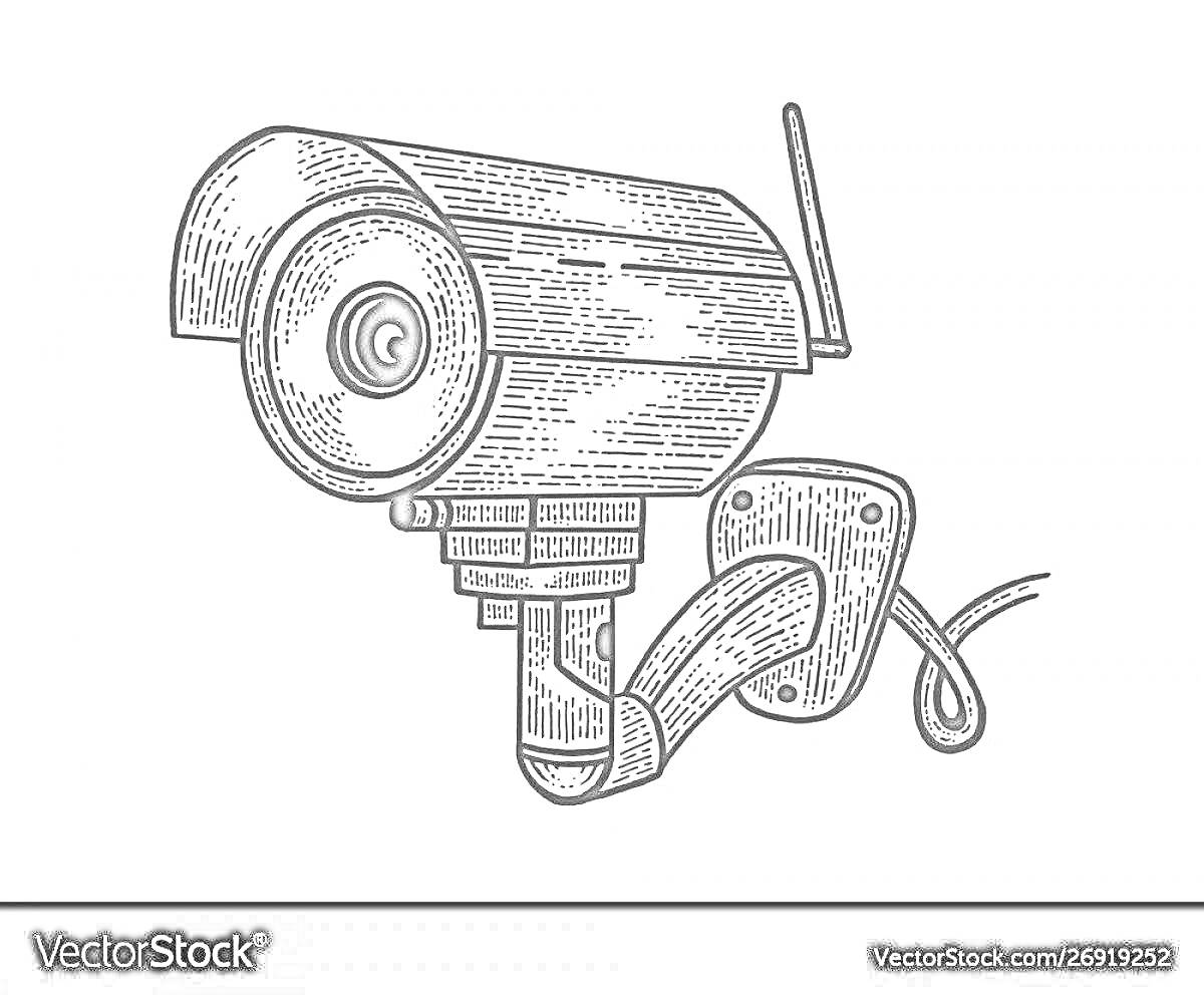 Раскраска Камера видеонаблюдения с антенной и креплением