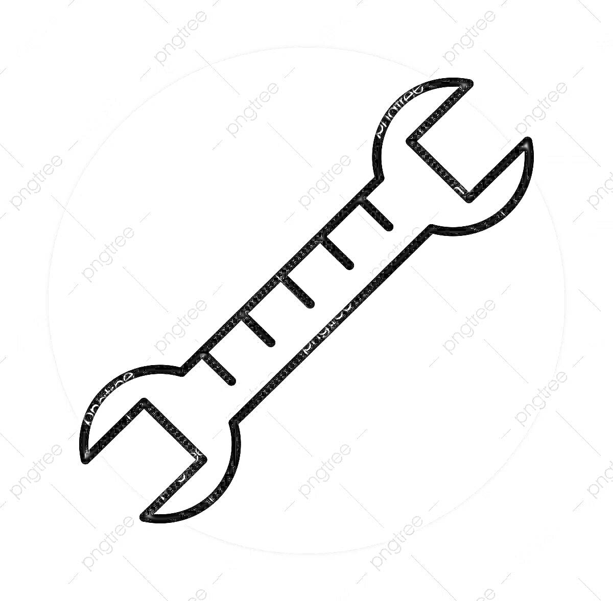 На раскраске изображено: Гаечный ключ, Инструмент