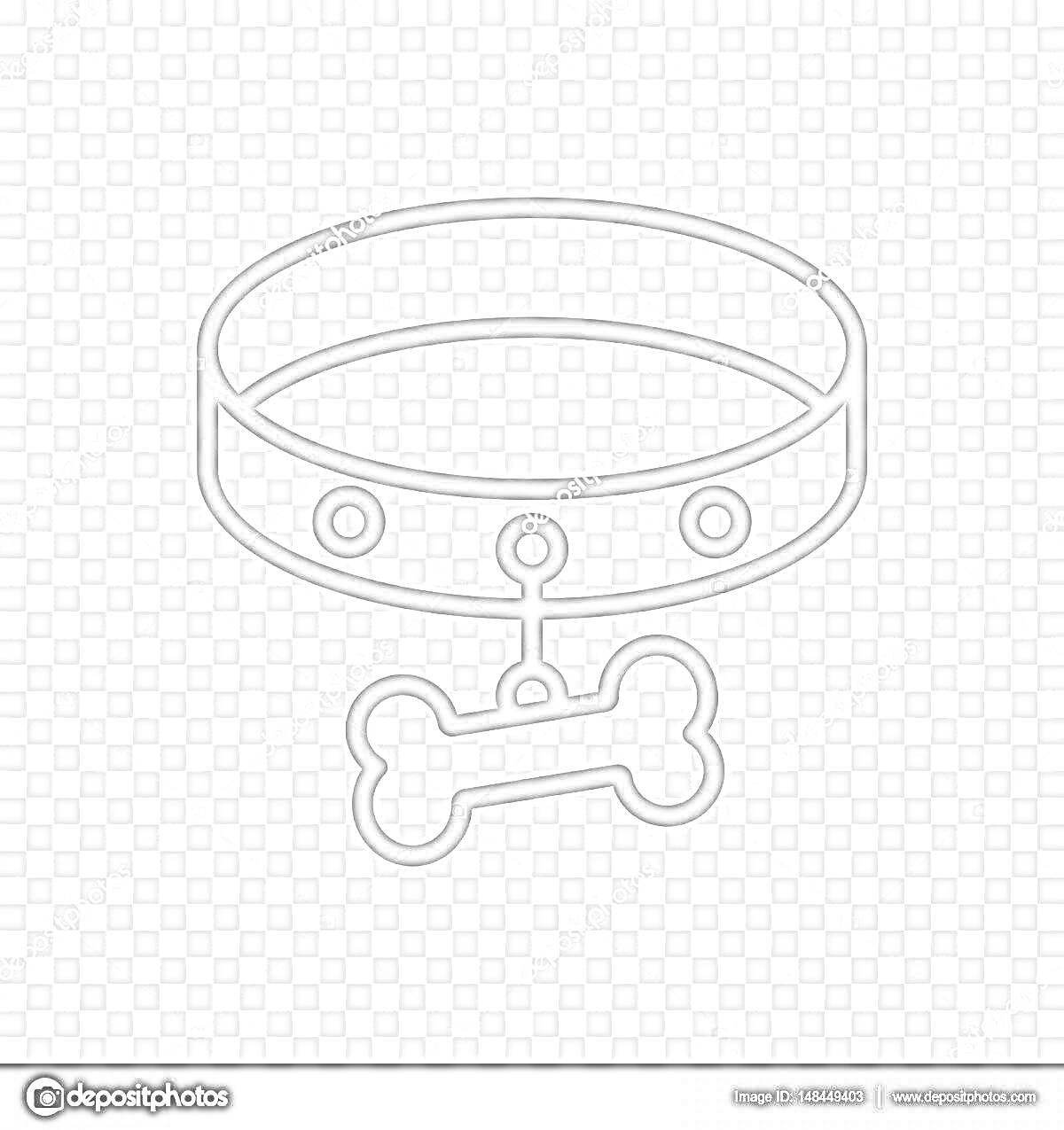 Раскраска Ошейник с подвеской в виде косточки