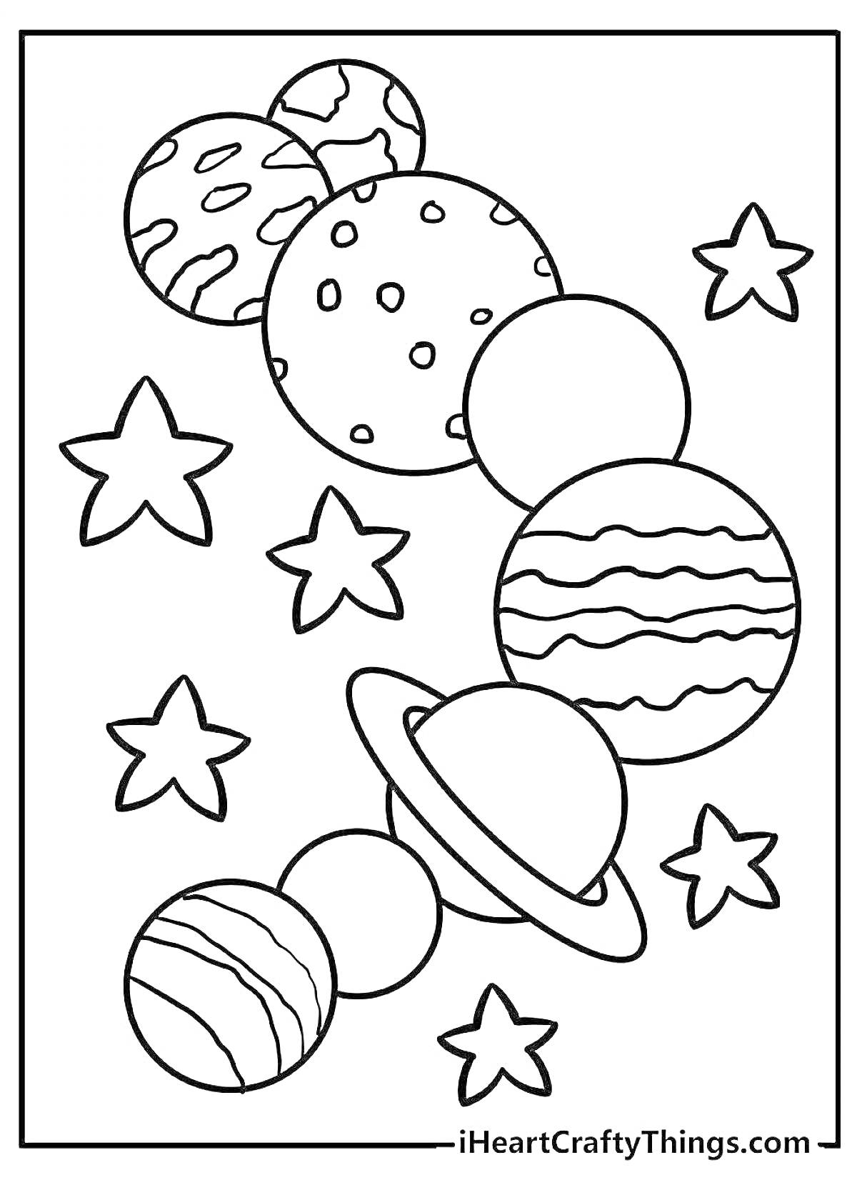 На раскраске изображено: По номерам, Планеты, Звезды, Космос, Для детей, Творческое