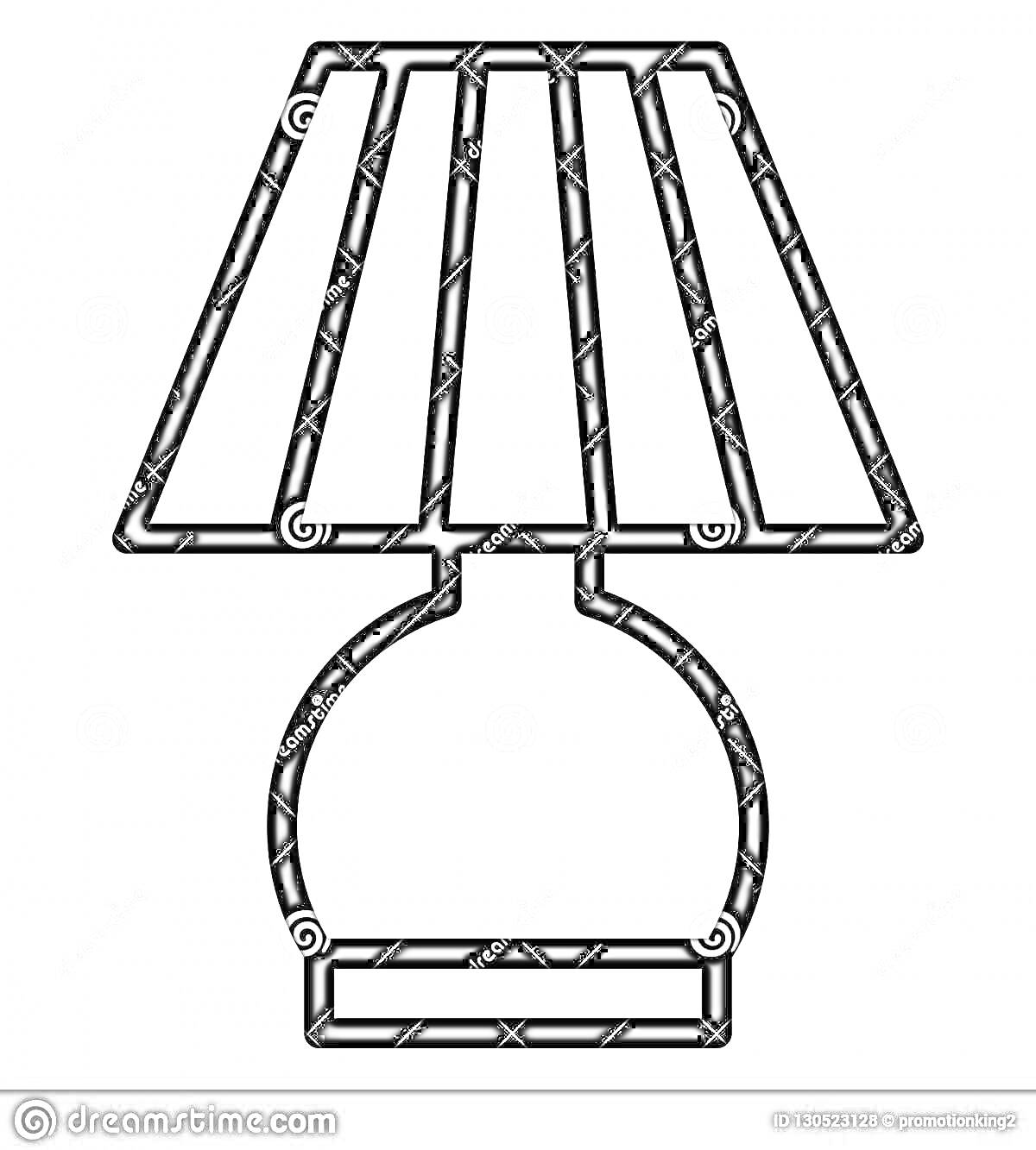 Раскраска Настольная лампа с абажуром на круглой подставке