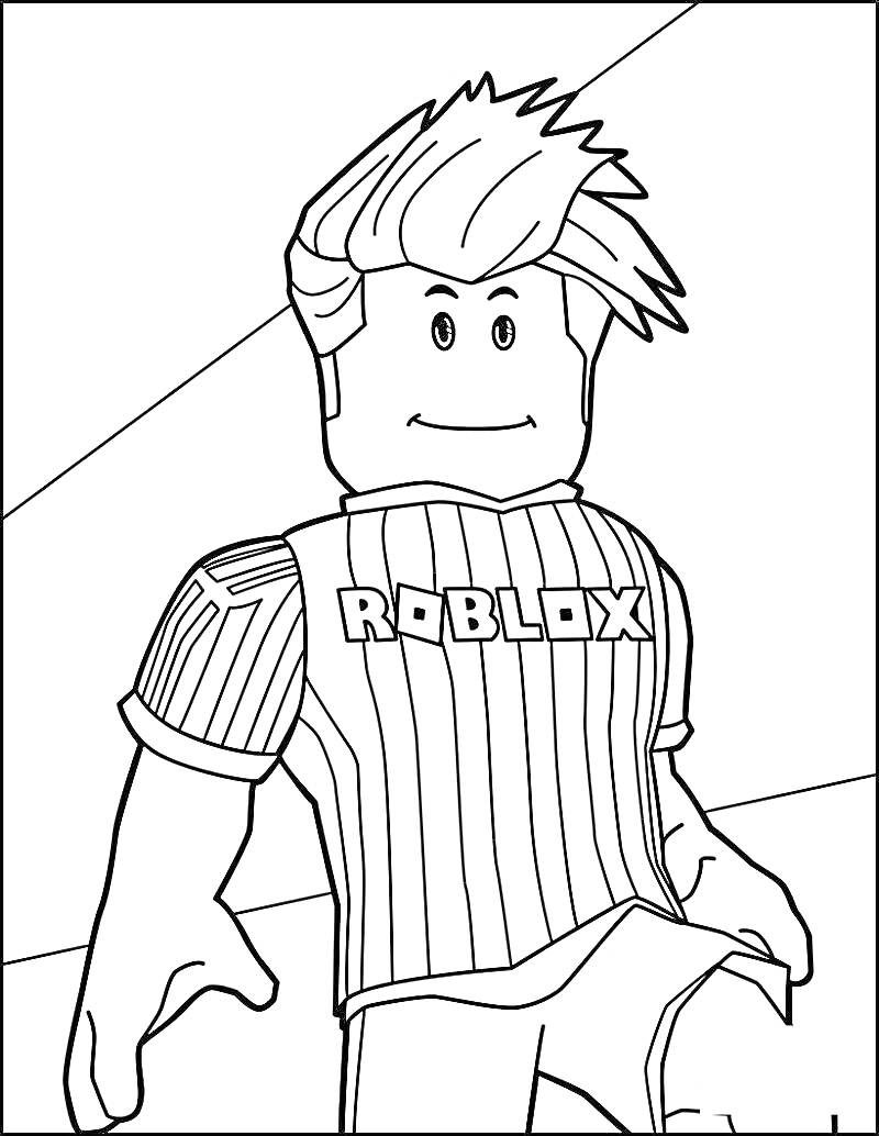 Раскраска Роблокс фигурка с полосатой футболкой