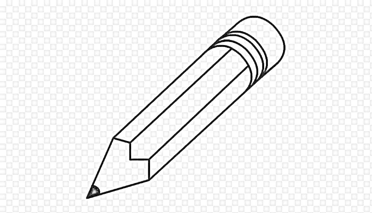 Раскраска Один карандаш с ластиком на прозрачном фоне