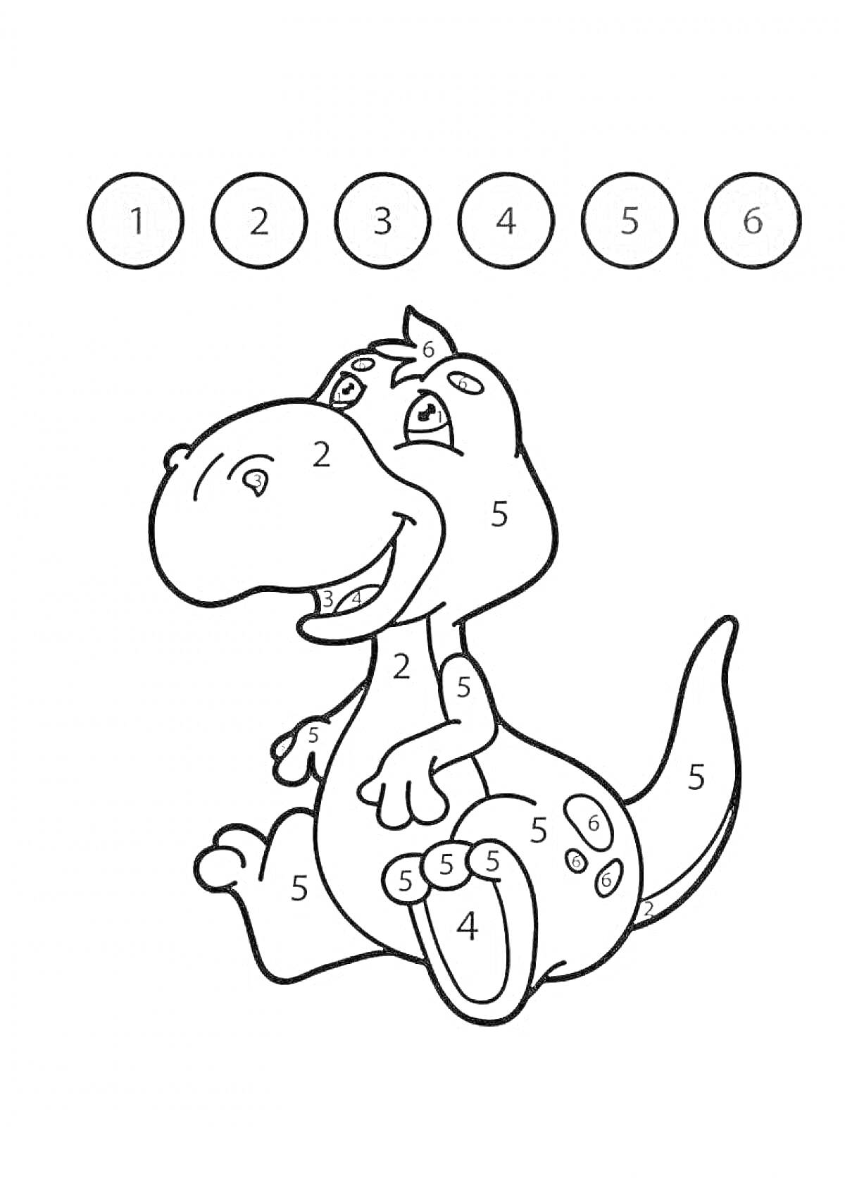 На раскраске изображено: Динозавр, По цифрам, Животные, Игра