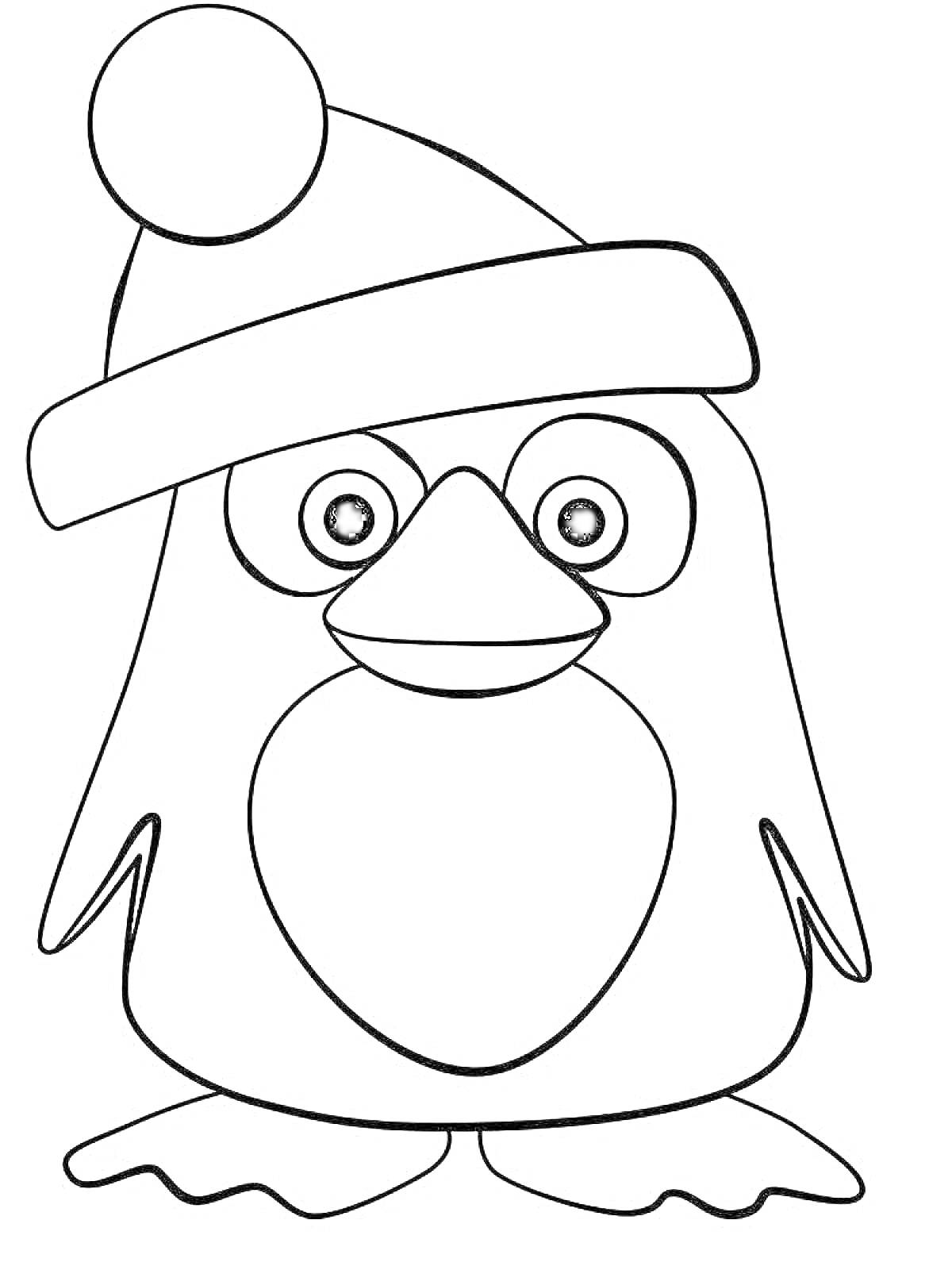 Раскраска Пингвин в шапке