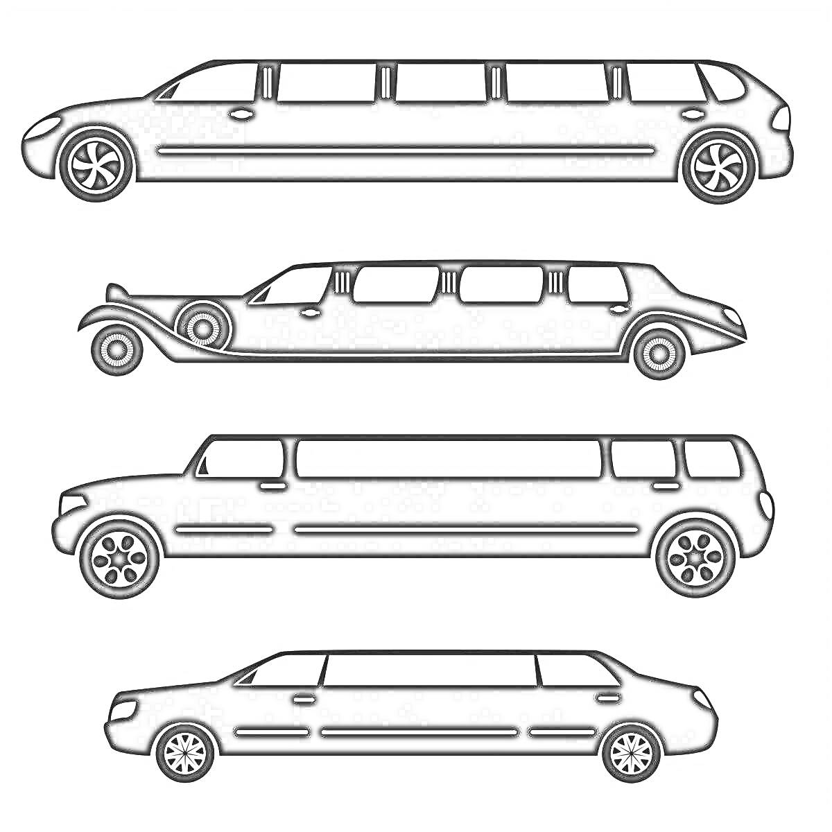 На раскраске изображено: Лимузин, Транспорт, Ретро, Для детей, Авто