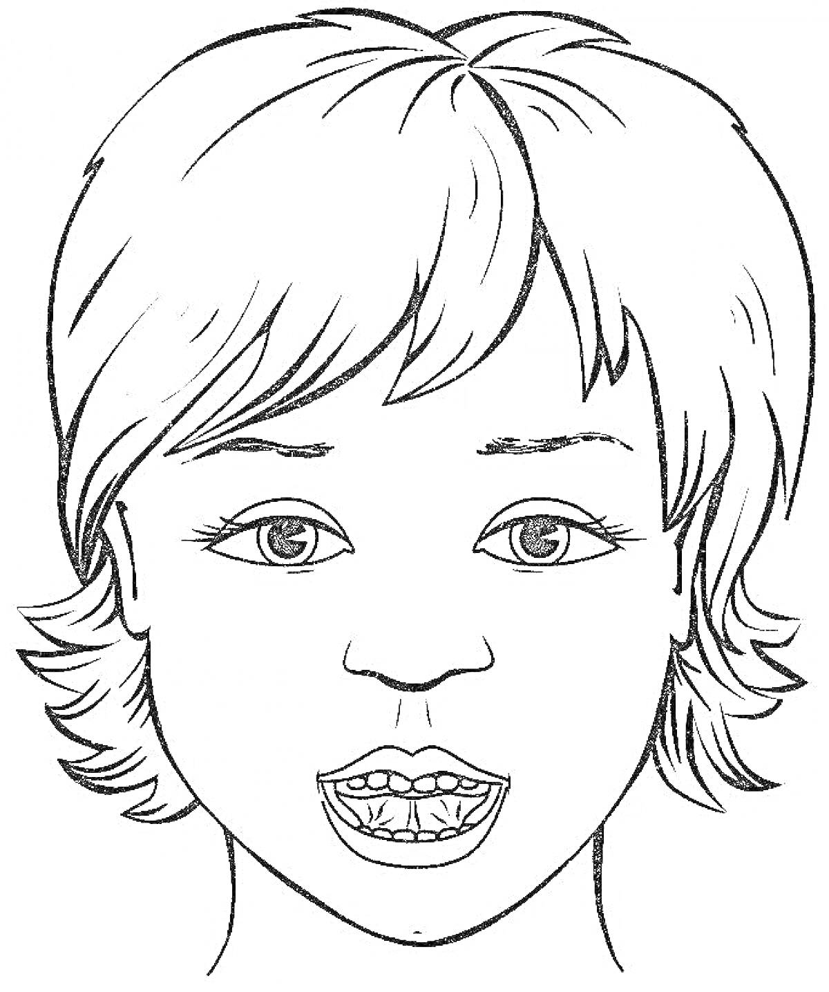 Раскраска Лицо ребенка с показываемым языком