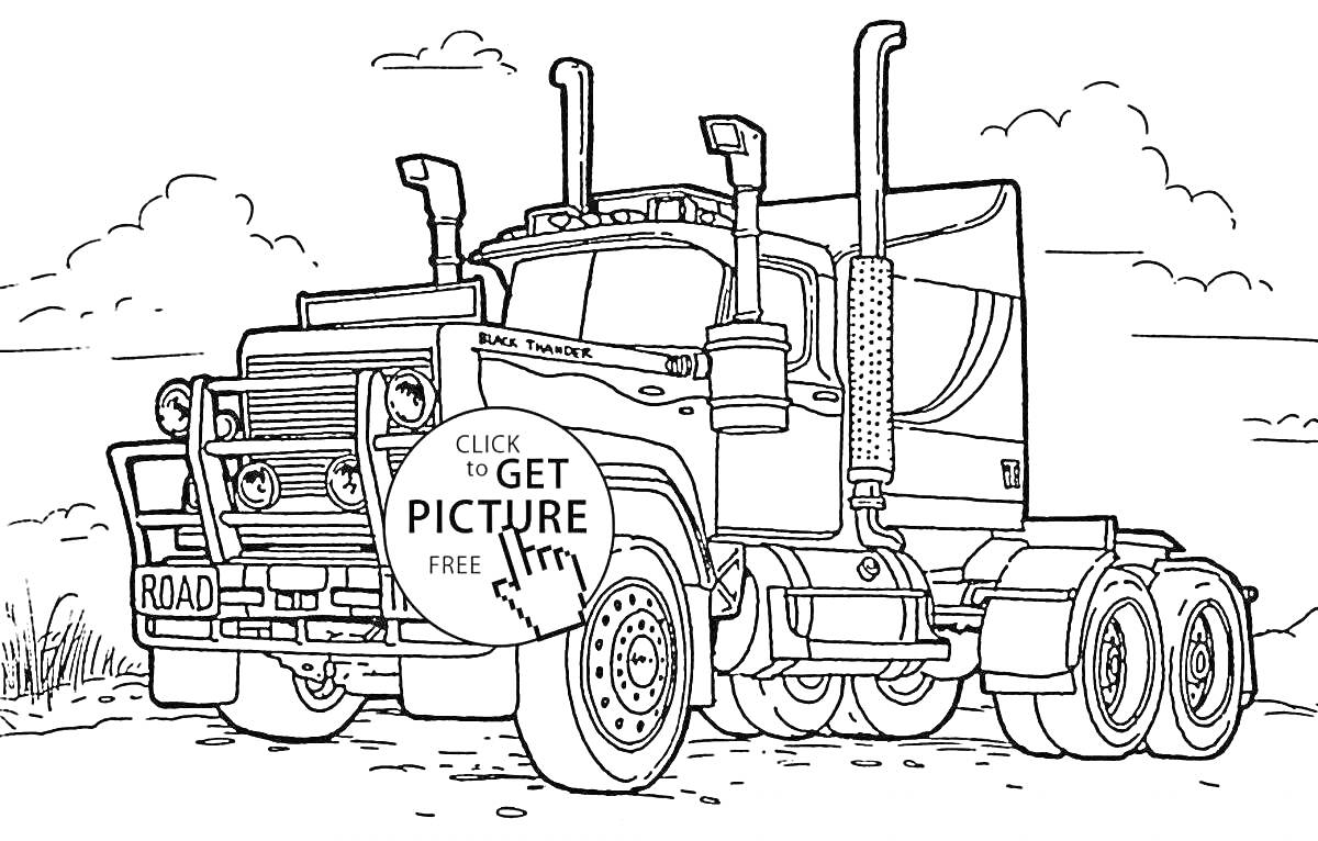 Раскраска Большой грузовик на открытой дороге