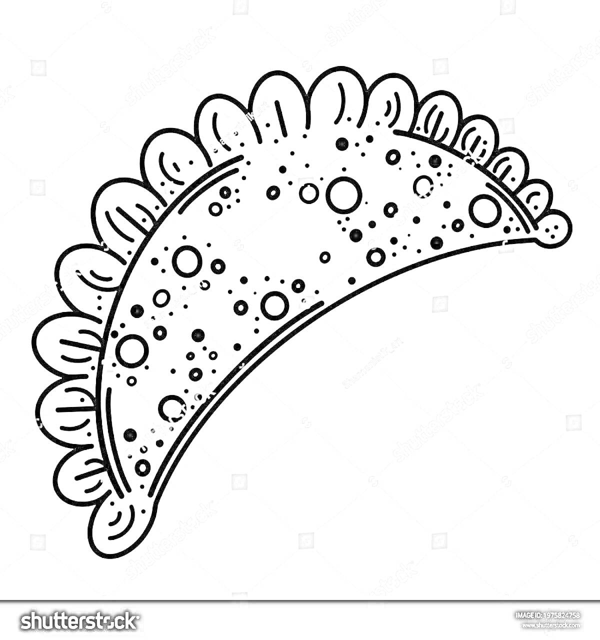Раскраска чебурек с пузырьками и узором на краях