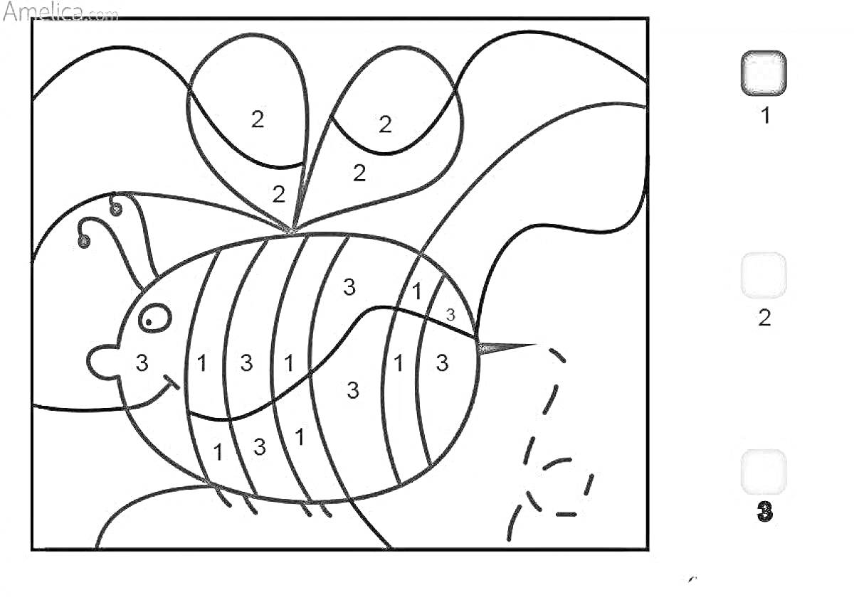 Раскраска Пчела с полосками на крыльях