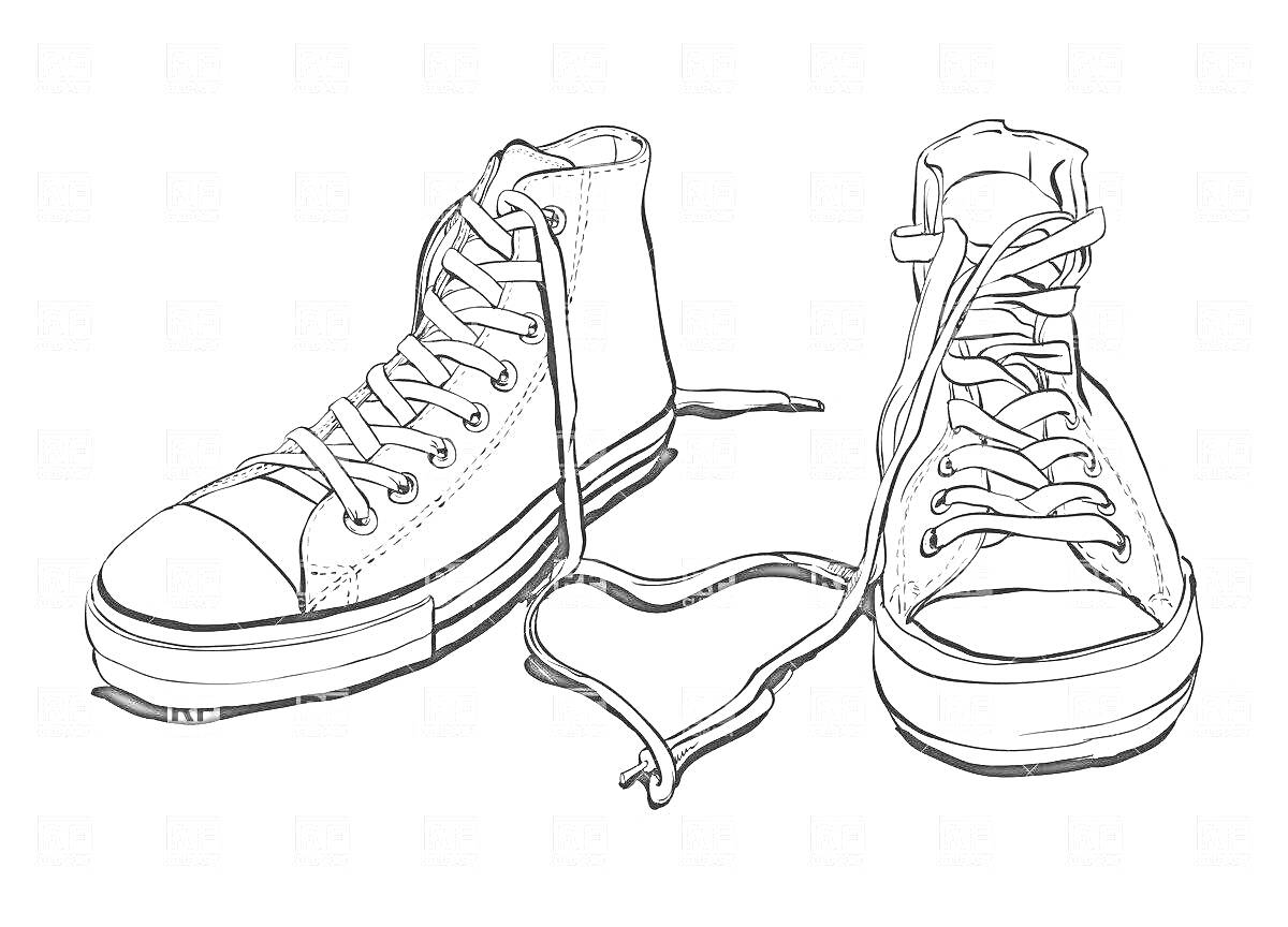 На раскраске изображено: Кеды, Шнурки, Обувь