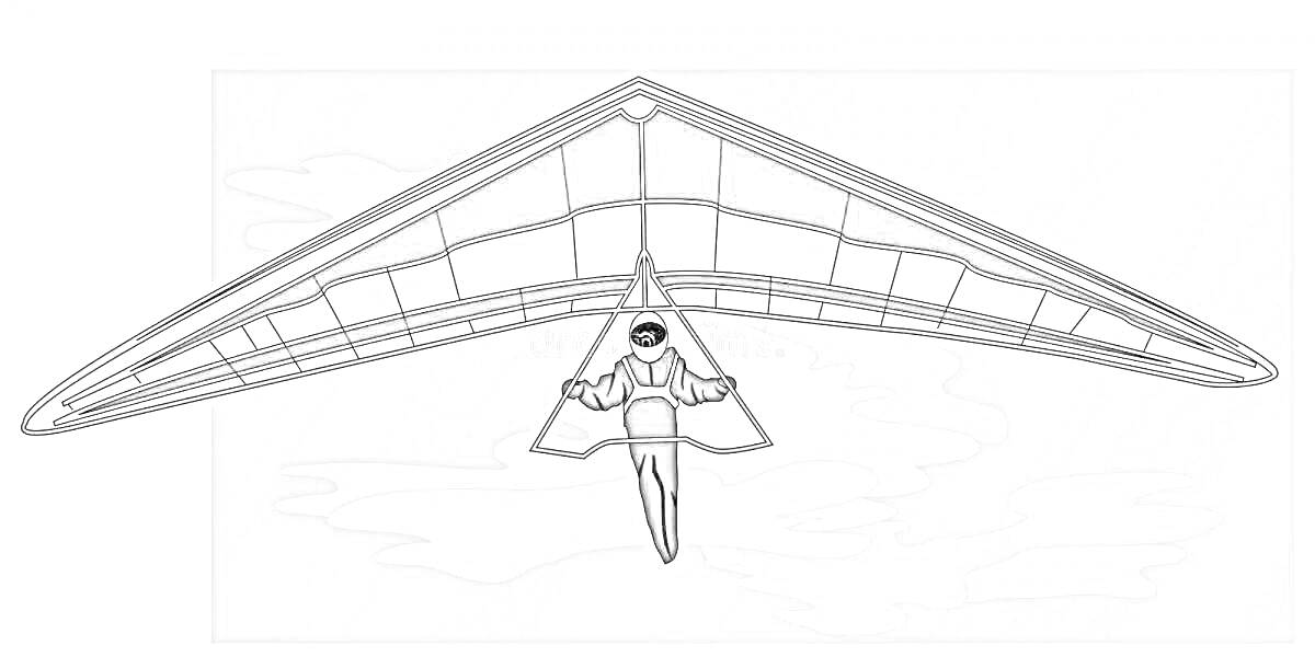 Раскраска Дельтапланерист в полете на фоне облаков