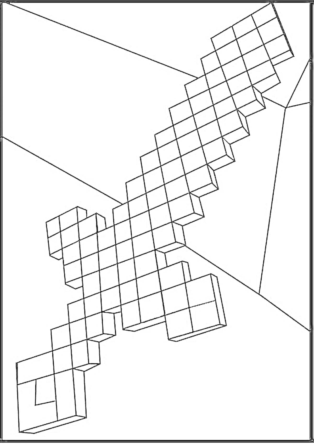 На раскраске изображено: Майнкрафт, Оружие, Меч, Игровой элемент