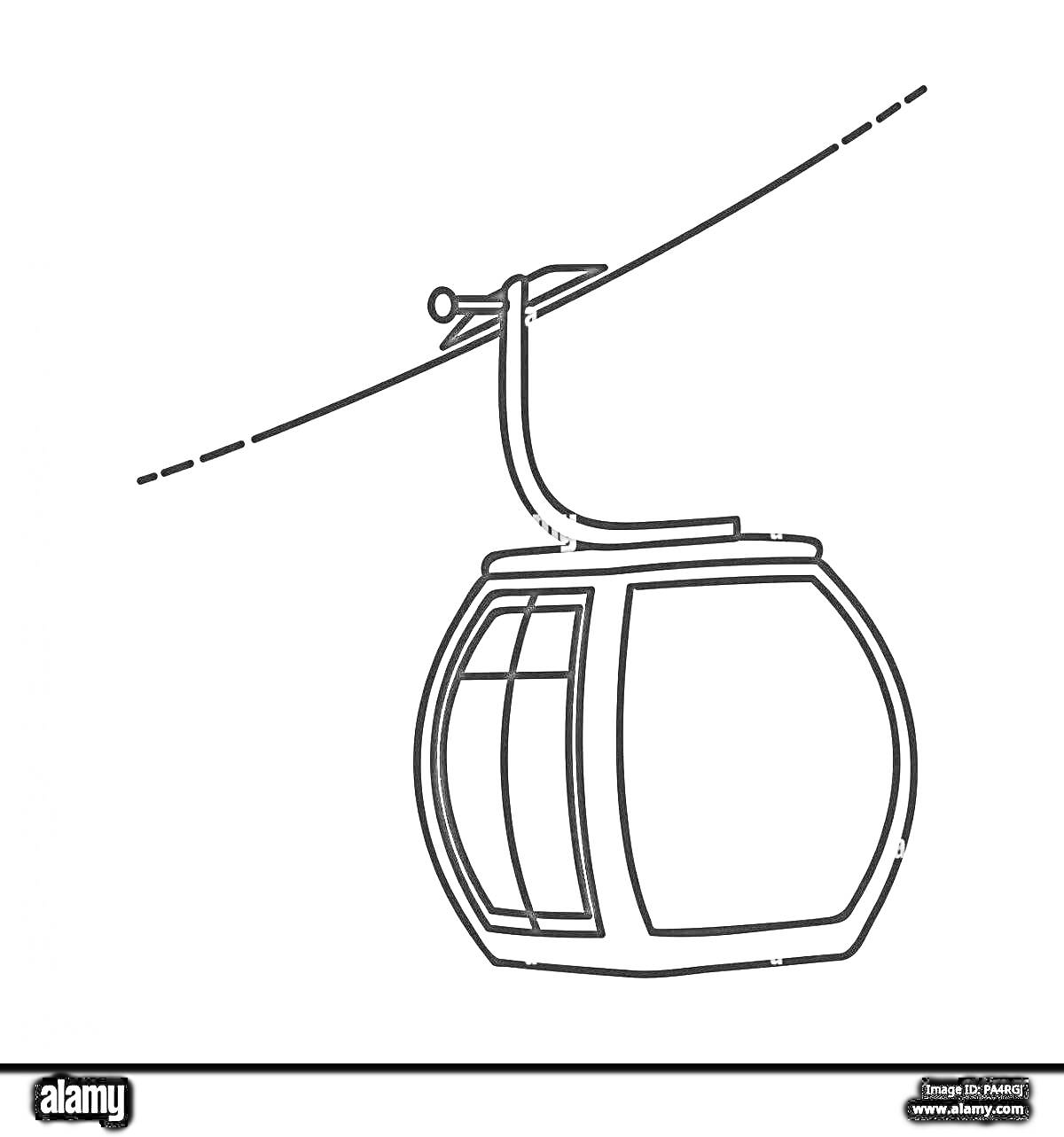 Раскраска канатная дорога, кабина на линии канатной дороги