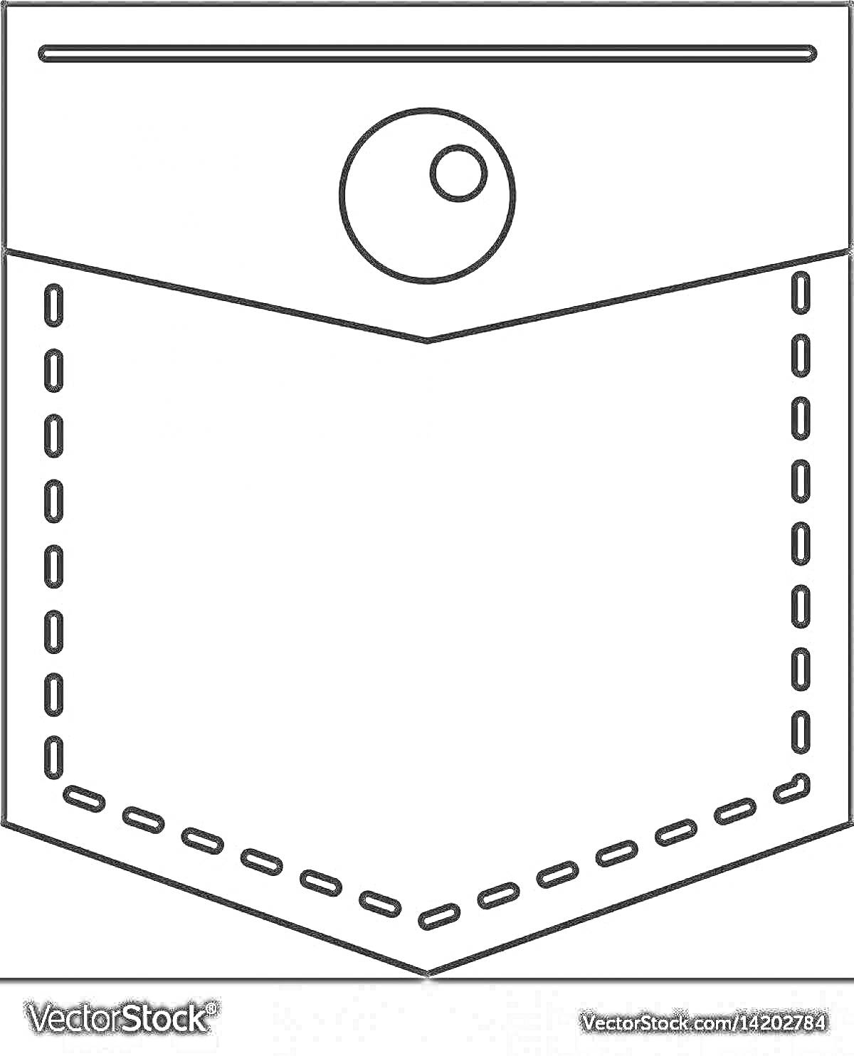 Раскраска Карман с декоративной строчкой и пуговицей