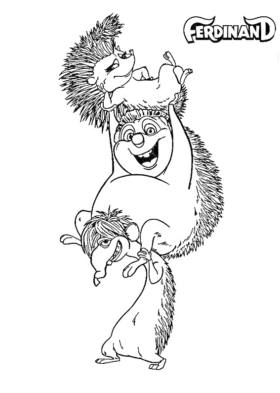 Раскраска Три ёжика из мультфильма 
