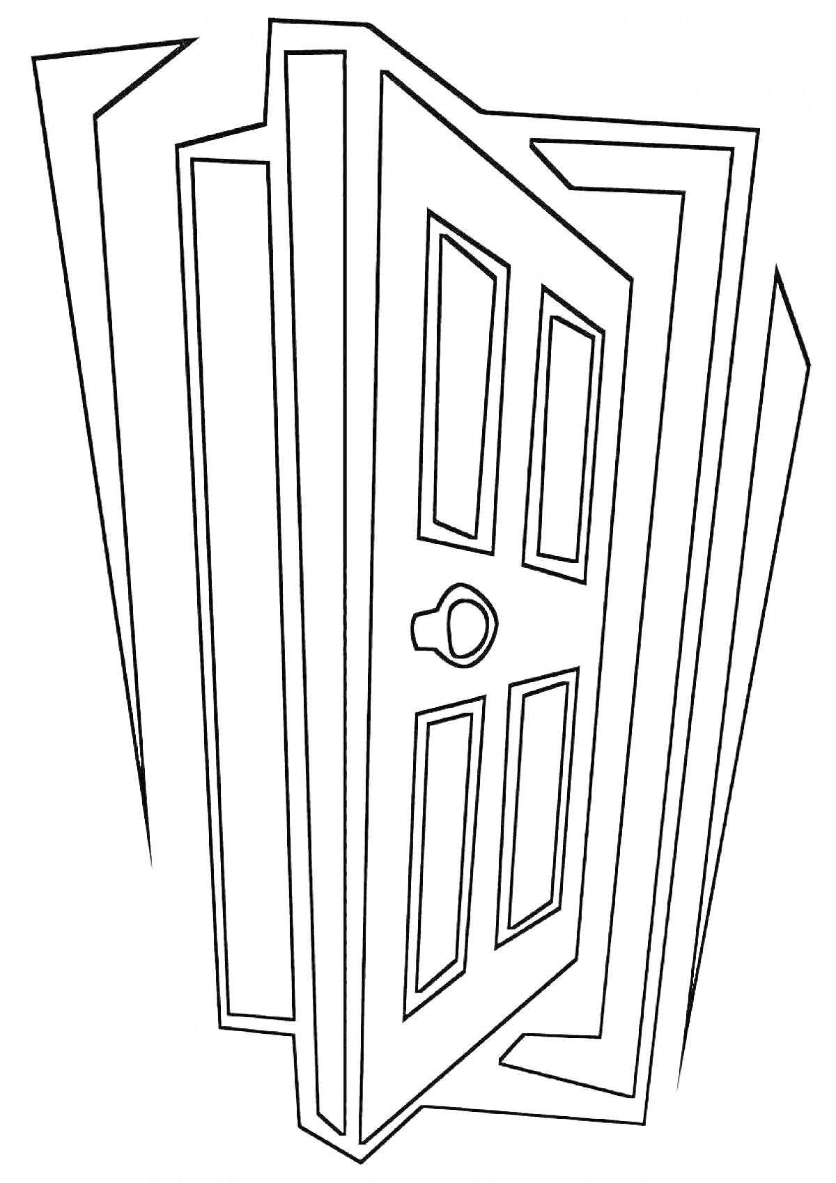 На раскраске изображено: Дверь, Roblox, Открытая дверь, Замочная скважина, Рама, Игра