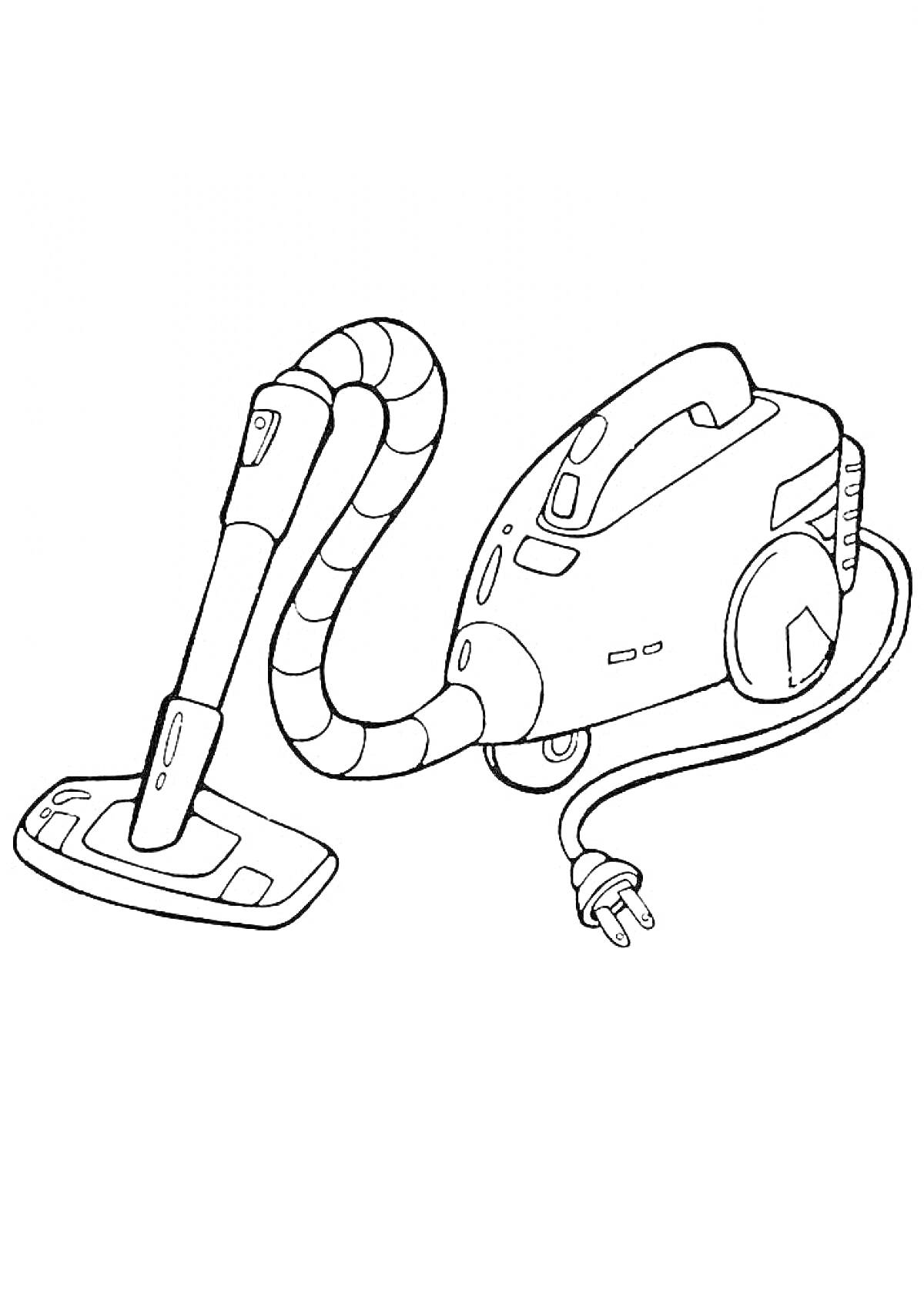 Раскраска Пылесос с гибким шлангом, насадкой и электрошнуром