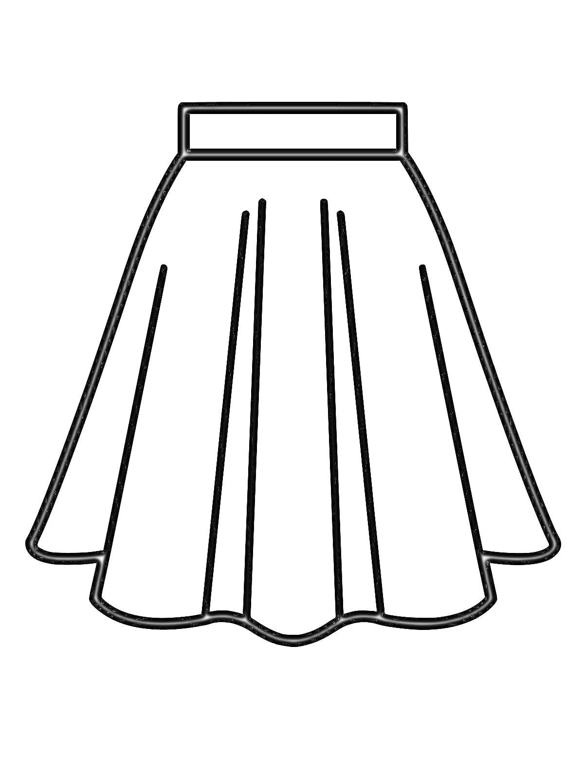 На раскраске изображено: Одежда, Контурные рисунки, Шаблоны, Юбки