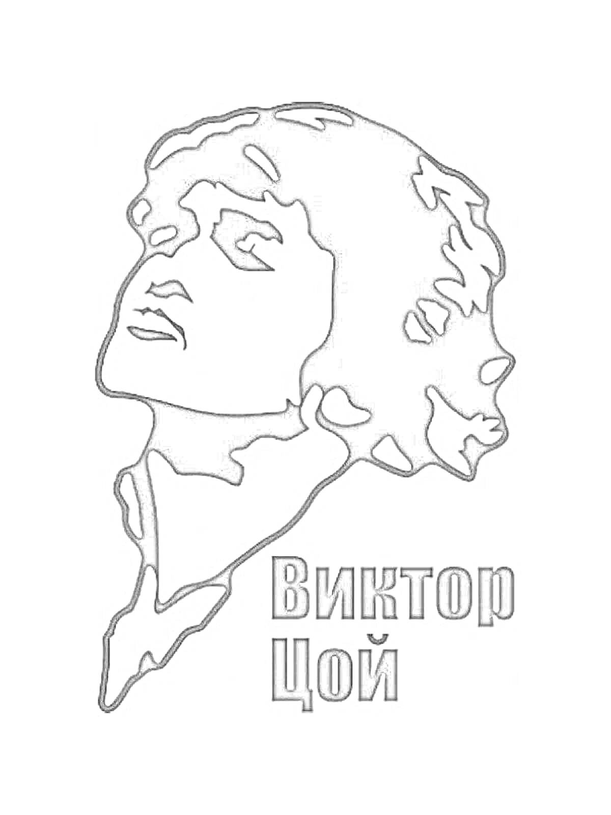 На раскраске изображено: Виктор Цой, Лицо, Текст, Знаменитость