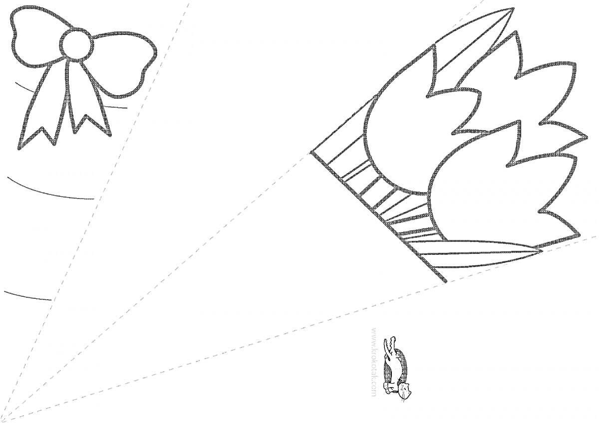 На раскраске изображено: Крокотак, Цветы, Тюльпаны, Бант