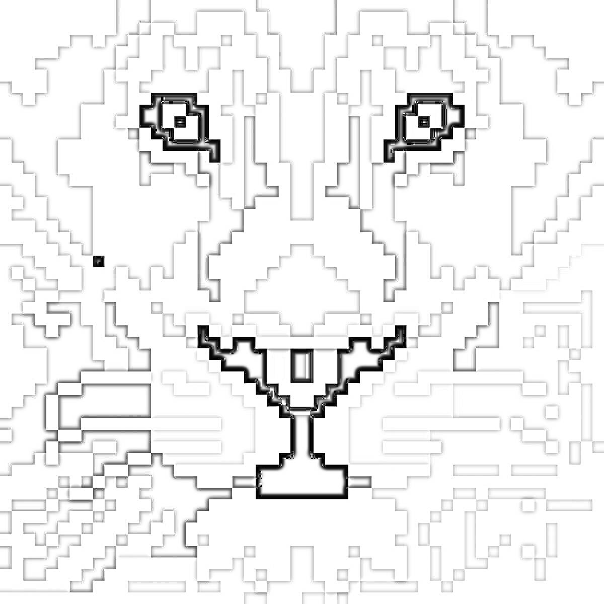 Раскраска Лицо льва в пиксельной раскраске по номерам
