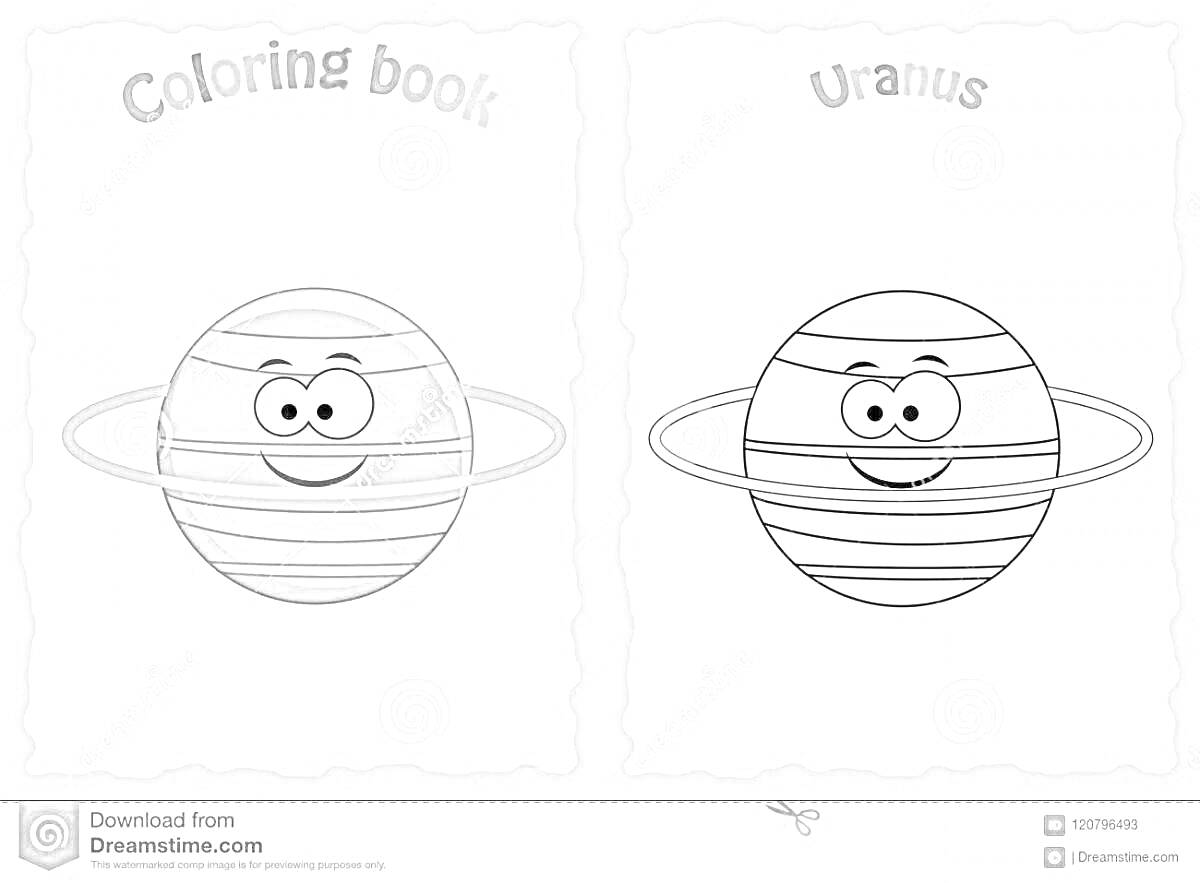 На раскраске изображено: Уран, Космос