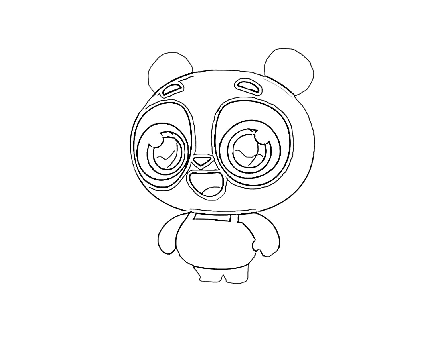 Раскраска Панда с большими глазами в одежде