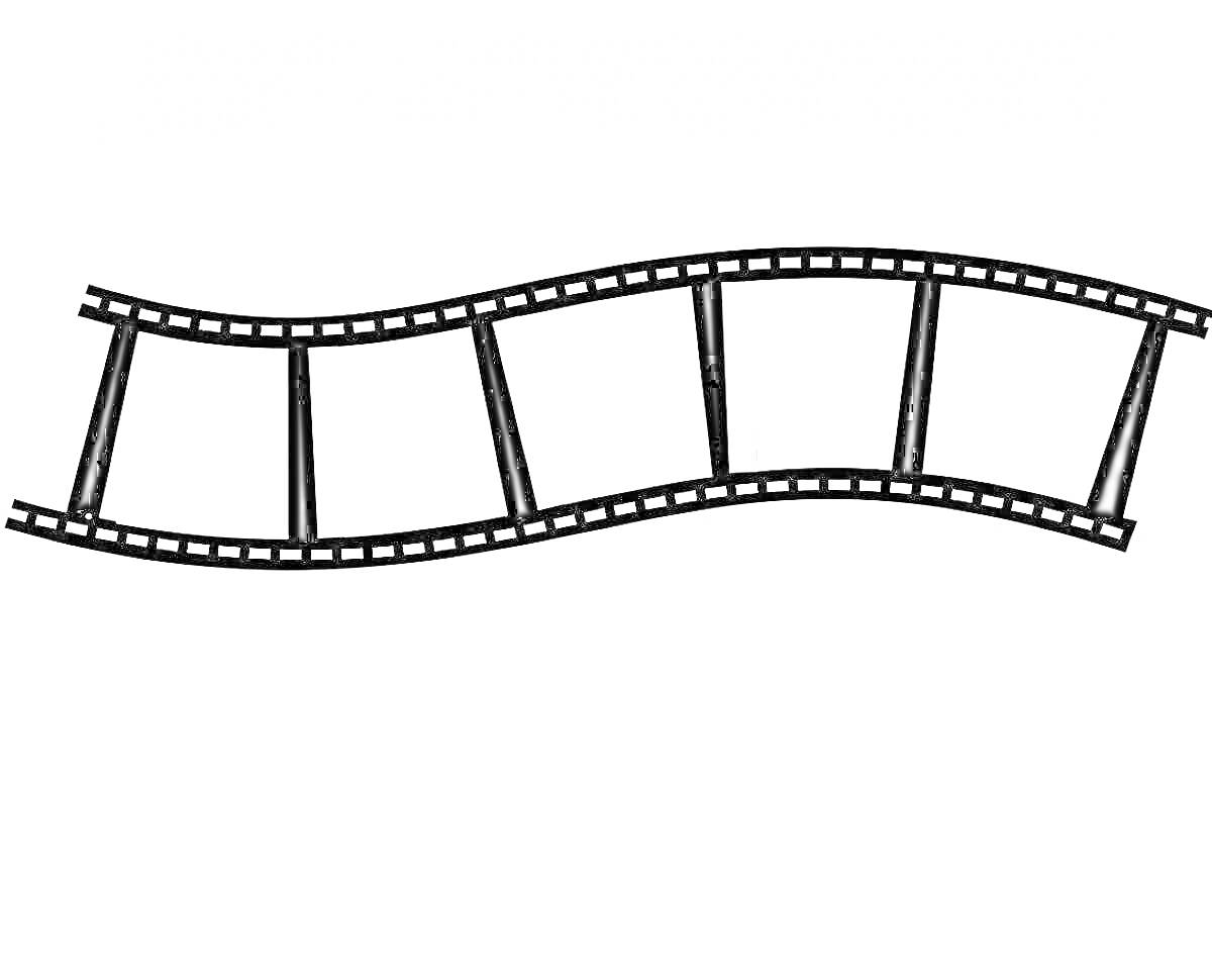 Раскраска Кинолента на волнистом фоне с пустыми кадрами