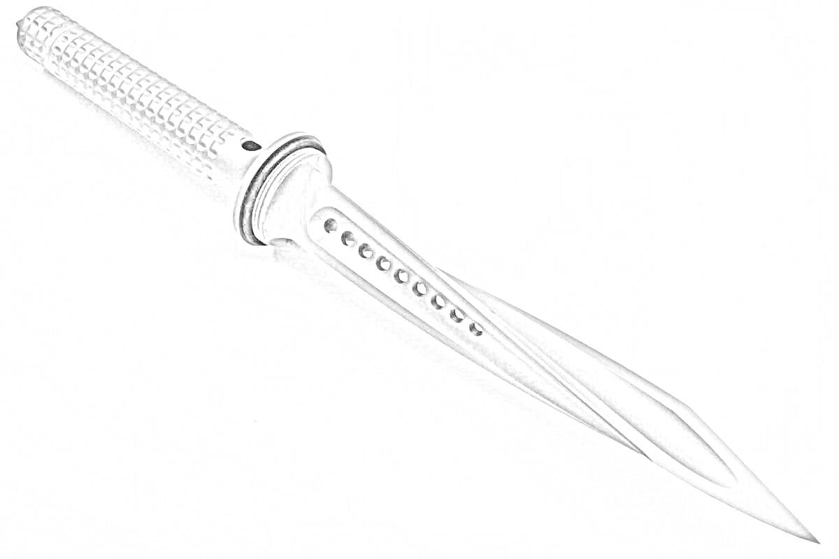 На раскраске изображено: Нож, Холодное оружие, Инструмент