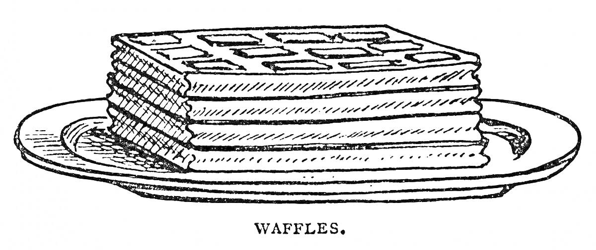 Раскраска Вафли, лежащие стопкой на тарелке