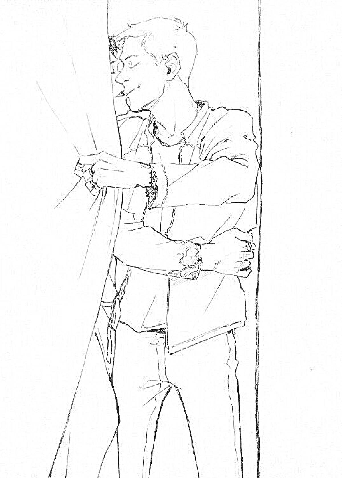 На раскраске изображено: Импровизация, Человек, Куртка, Шторы, Контурные рисунки