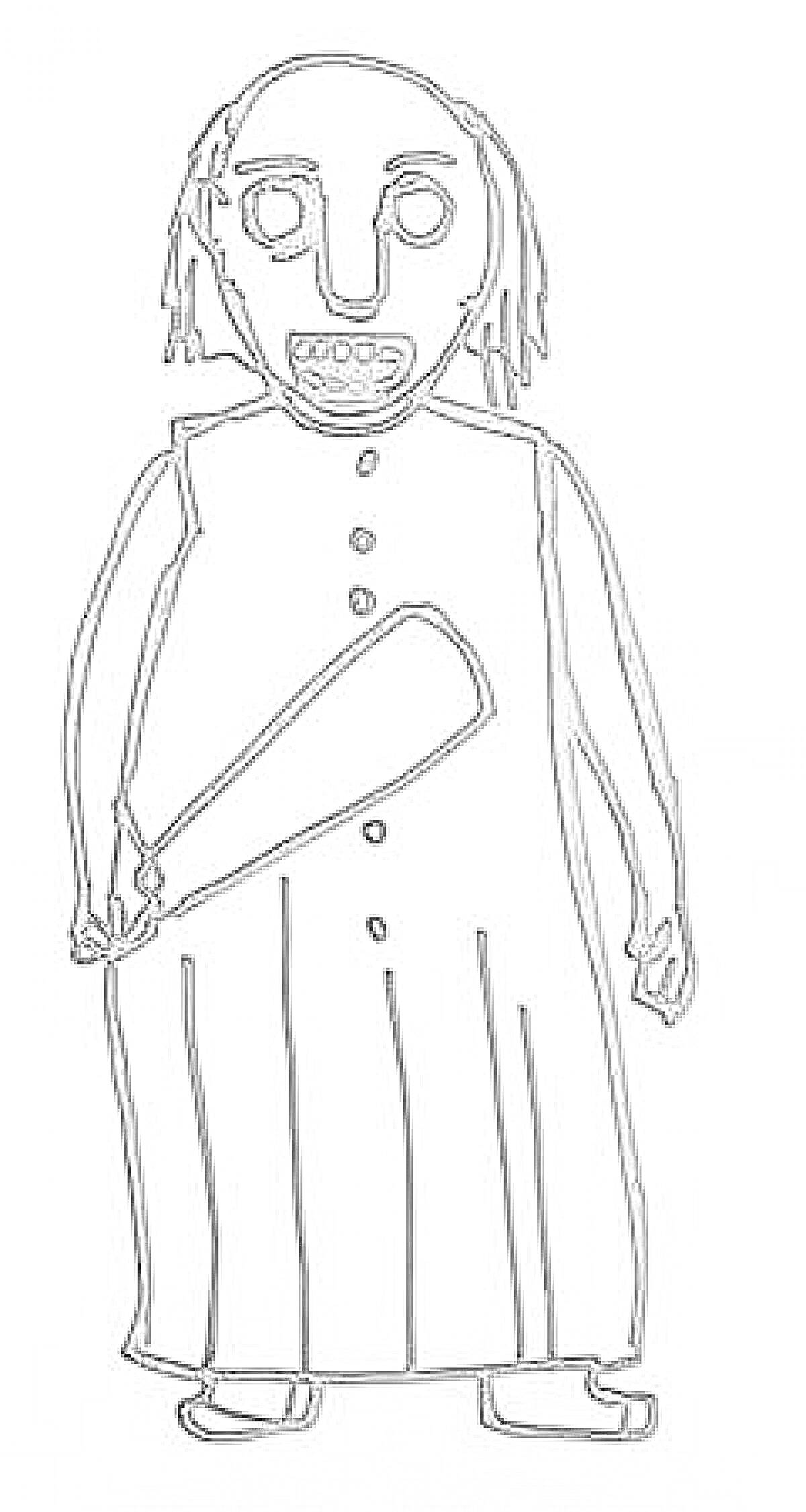 Раскраска Бабка Гренни с битой, в длинном платье на пуговицах