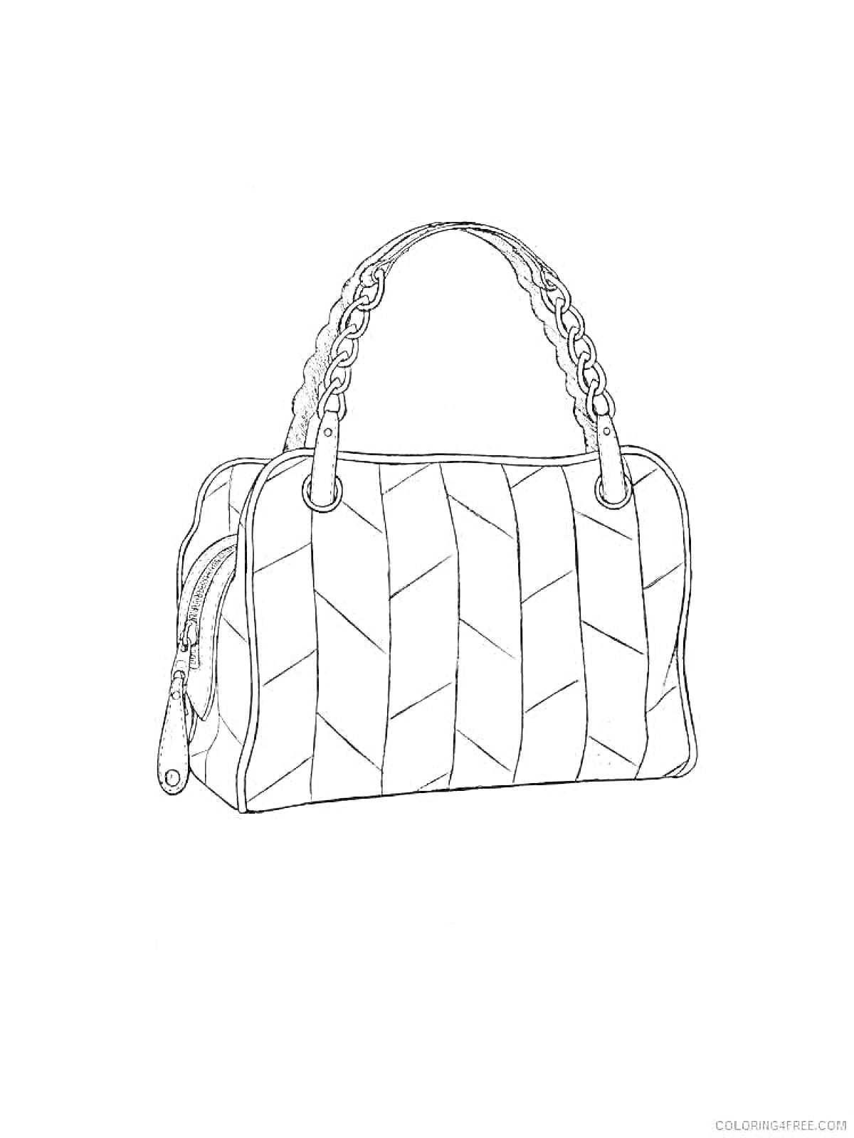 Раскраска Сумка с плетеным ремнем и геометрическим узором