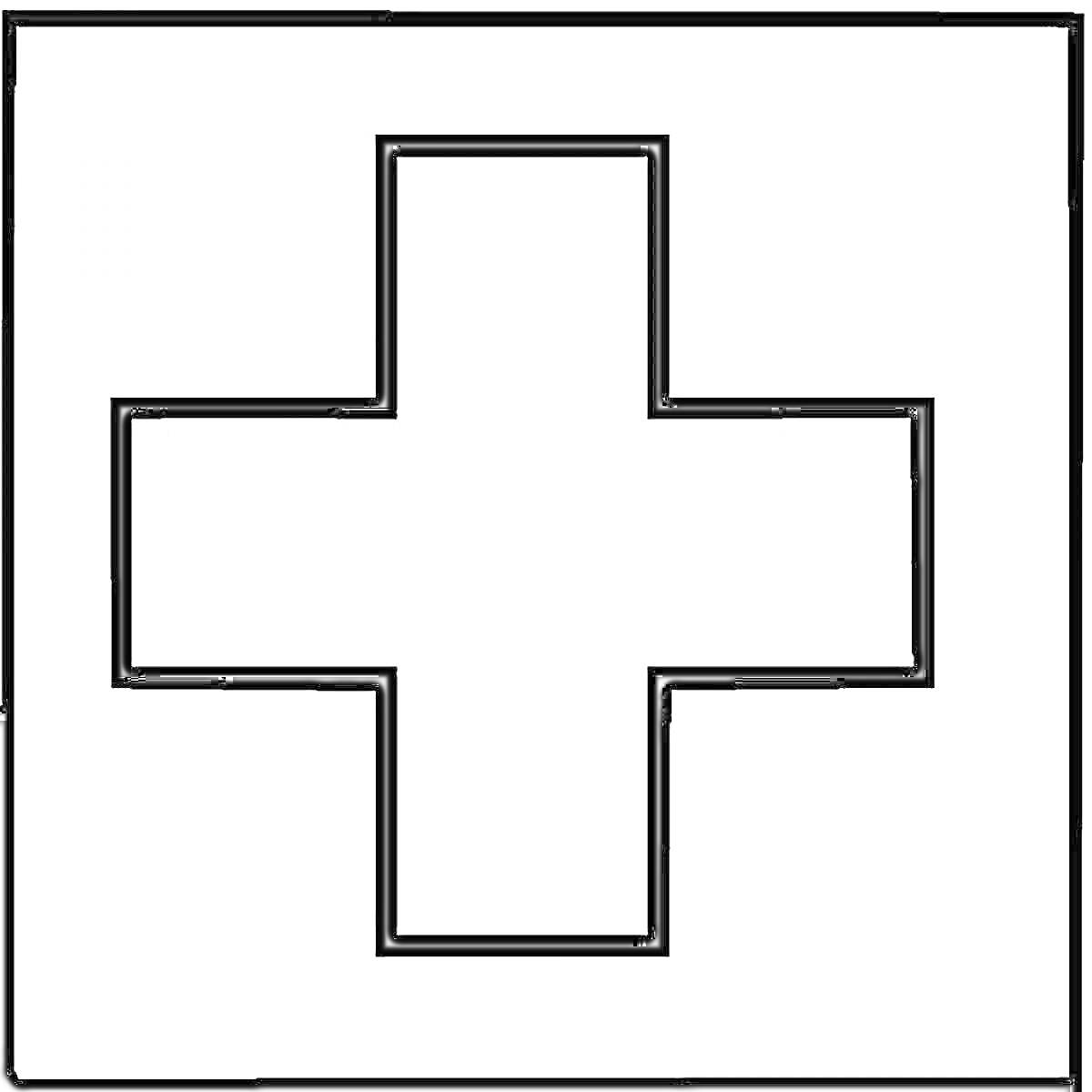 Раскраска Черный контур креста внутри квадрата