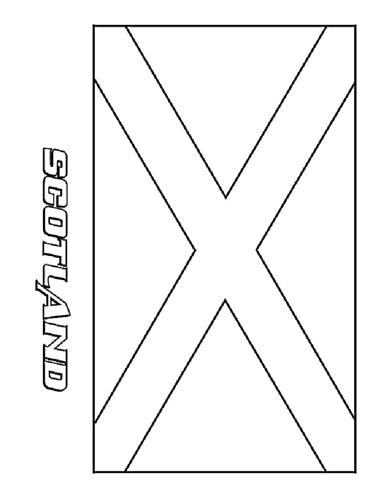 Раскраска Флаг Шотландии с надписью 