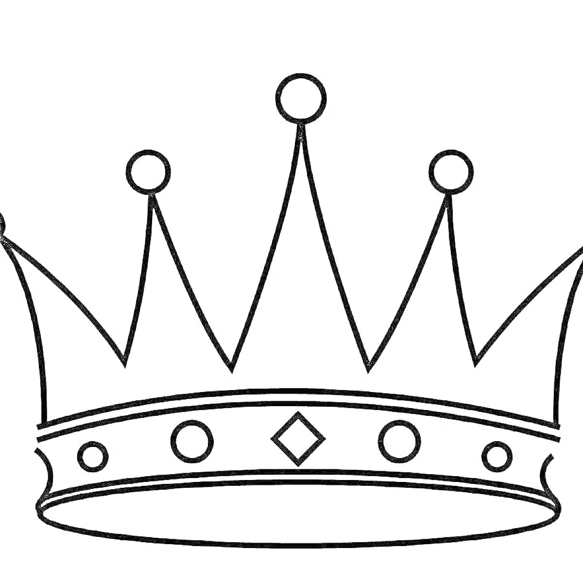 На раскраске изображено: Корона, Девочка, Принцесса, Украшения, Кружки, Линии