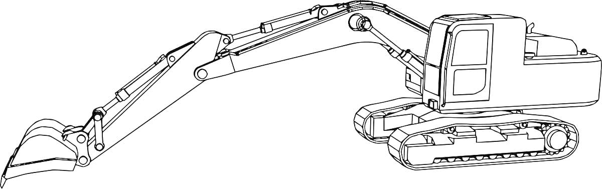 Экскаватор с длинной стрелой и гусеничным ходом.