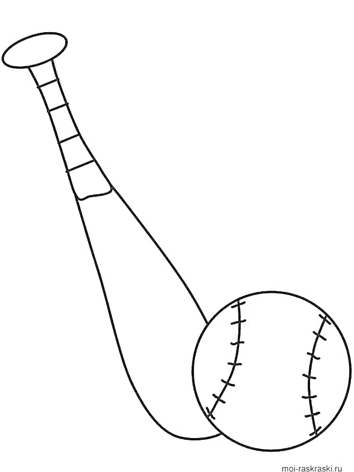 Раскраска Бита и бейсбольный мяч